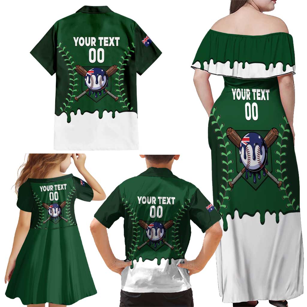 Australia 2026 Baseball Custom Family Matching Off Shoulder Maxi Dress and Hawaiian Shirt Go Aussie Drip Style