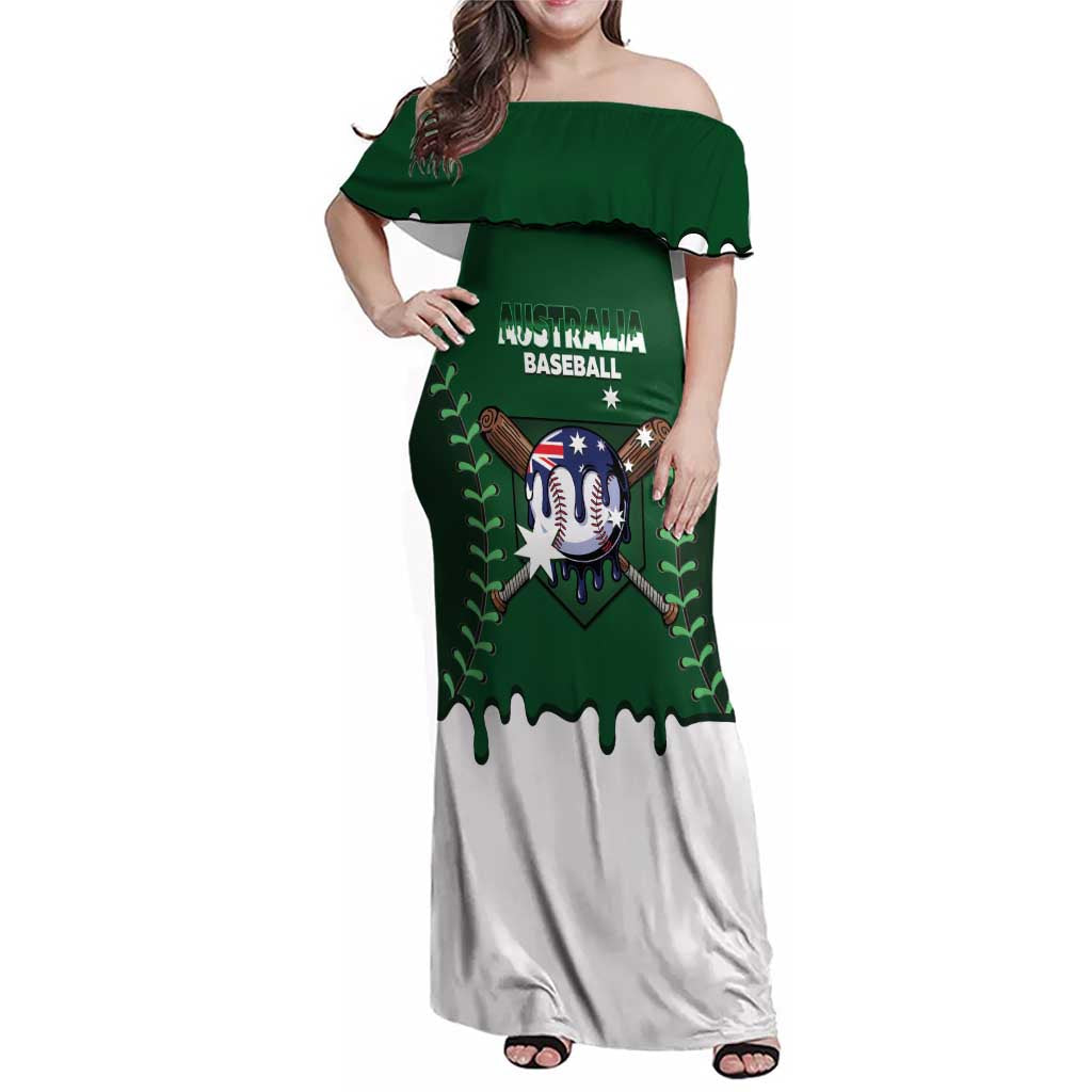 Australia 2026 Baseball Custom Family Matching Off Shoulder Maxi Dress and Hawaiian Shirt Go Aussie Drip Style