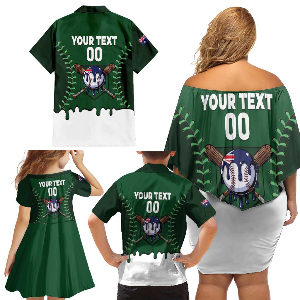 Australia 2026 Baseball Custom Family Matching Off Shoulder Short Dress and Hawaiian Shirt Go Aussie Drip Style