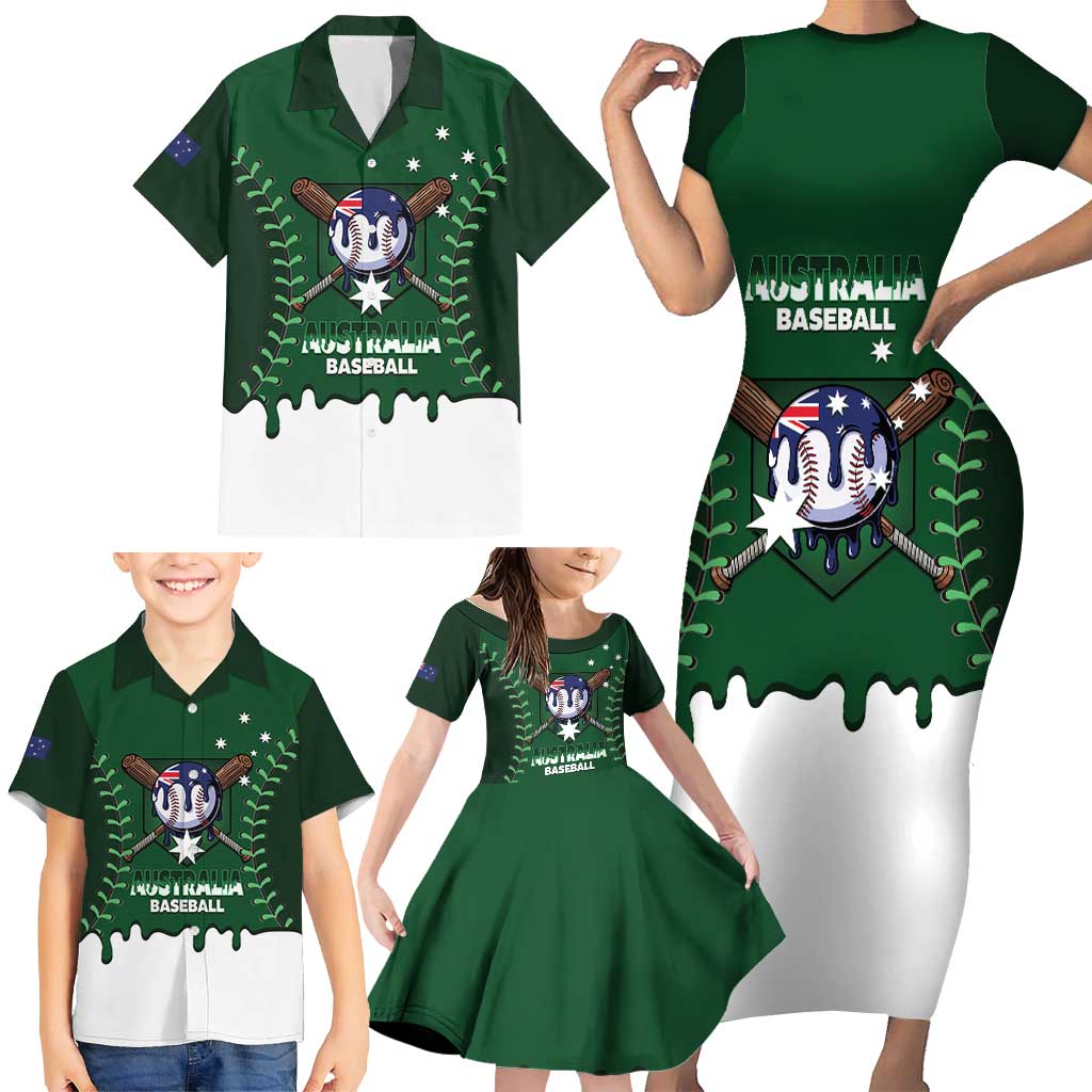 Australia 2026 Baseball Custom Family Matching Short Sleeve Bodycon Dress and Hawaiian Shirt Go Aussie Drip Style