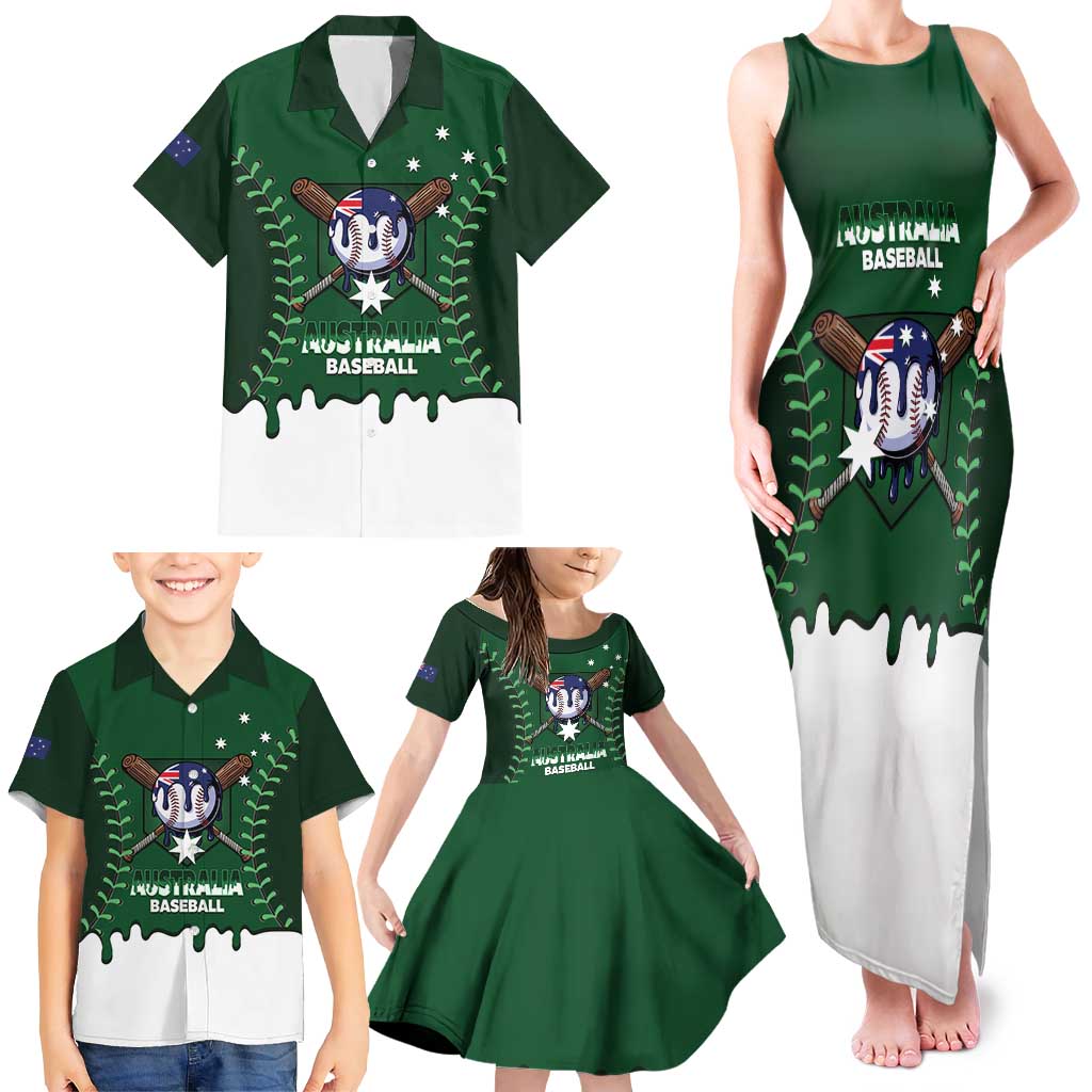 Australia 2026 Baseball Custom Family Matching Tank Maxi Dress and Hawaiian Shirt Go Aussie Drip Style