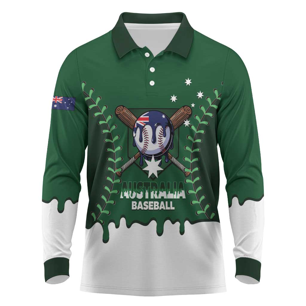 Australia 2026 Baseball Custom Long Sleeve Polo Shirt Go Aussie Drip Style
