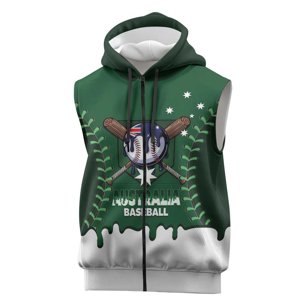 Australia 2026 Baseball Custom Sleeveless Zip Hoodie Go Aussie Drip Style