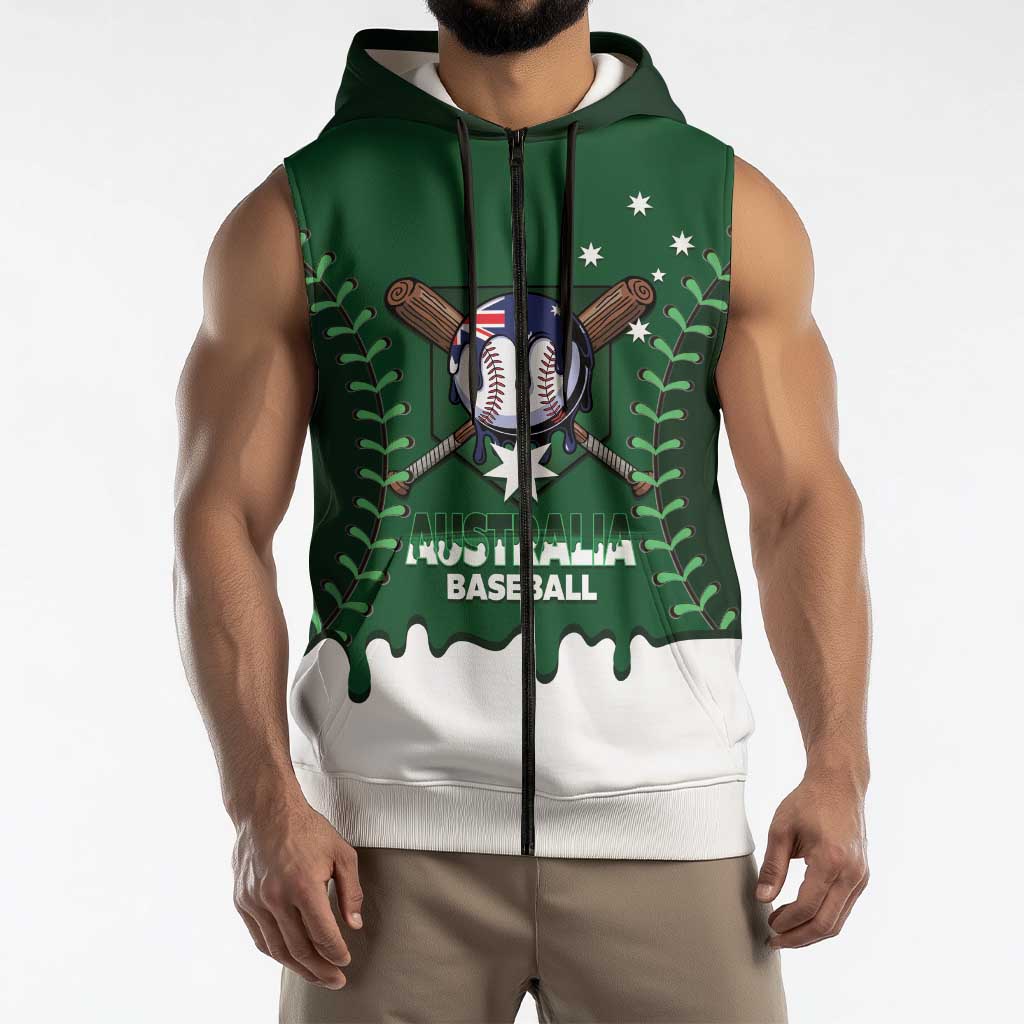 Australia 2026 Baseball Custom Sleeveless Zip Hoodie Go Aussie Drip Style