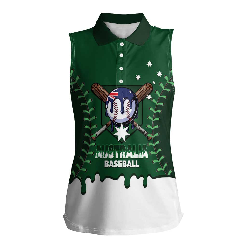 Australia 2026 Baseball Custom Women Sleeveless Polo Shirt Go Aussie Drip Style