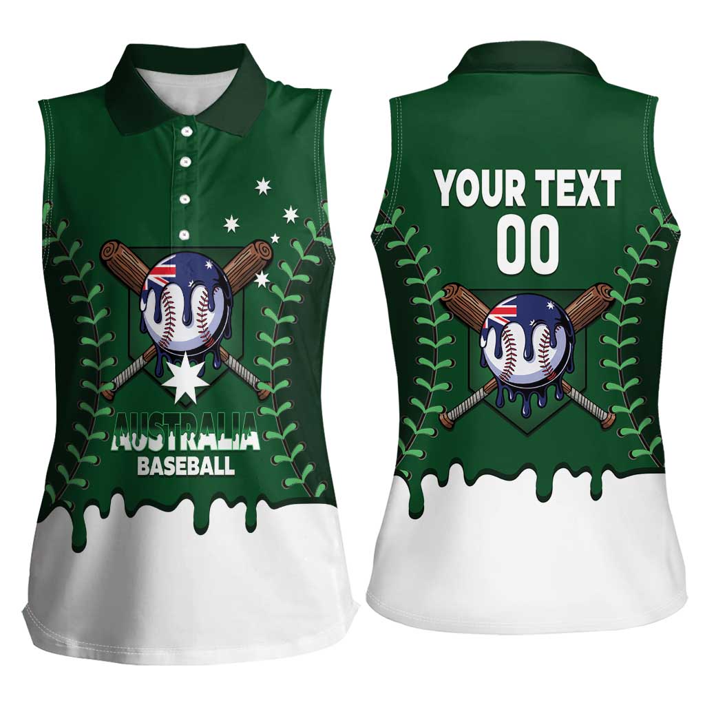 Australia 2026 Baseball Custom Women Sleeveless Polo Shirt Go Aussie Drip Style
