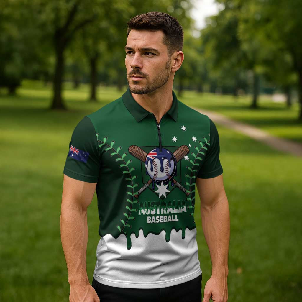 Australia 2026 Baseball Custom Zipper Polo Shirt Go Aussie Drip Style