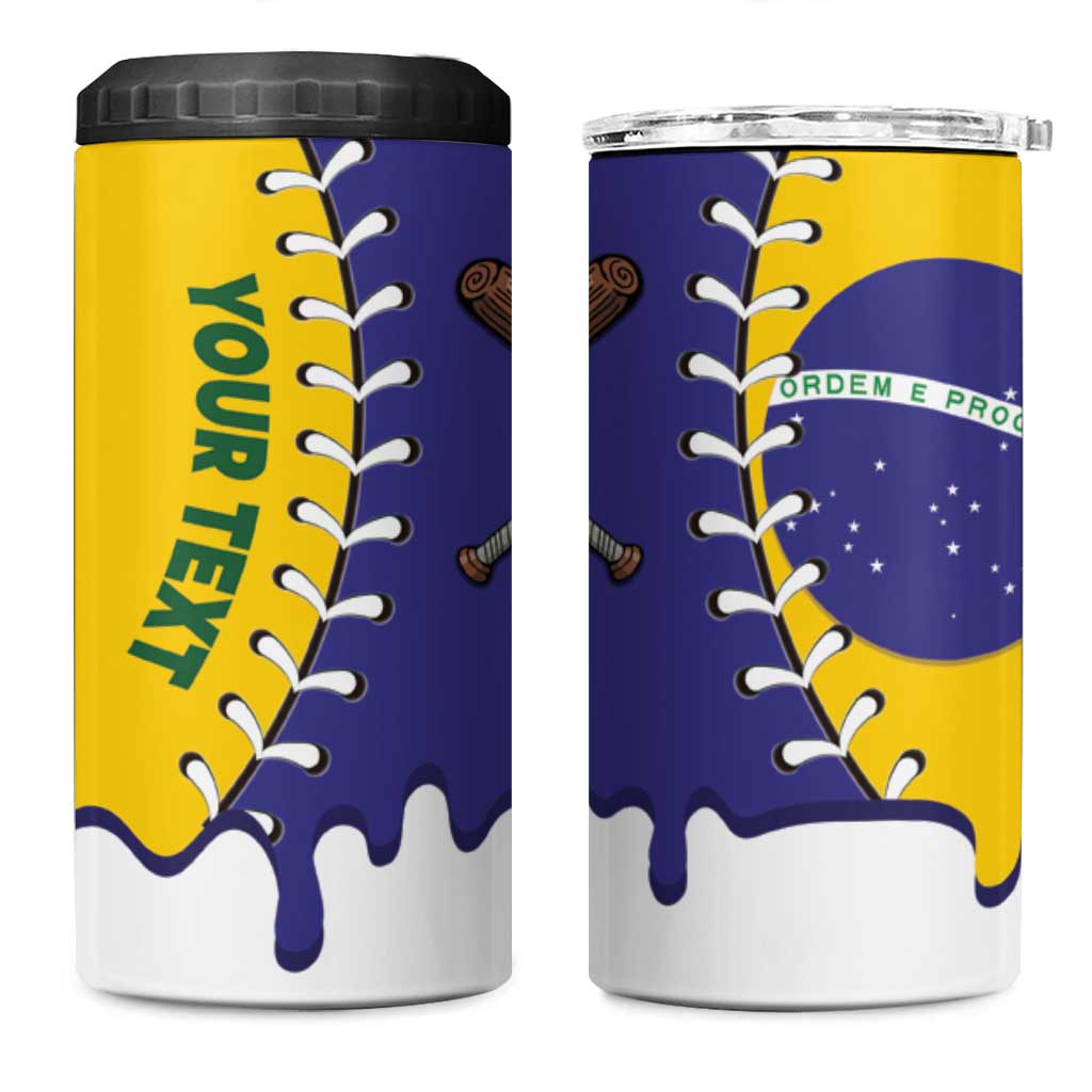 Brazil 2026 Baseball Custom 4 in 1 Can Cooler Tumbler Go Champions Drip Style