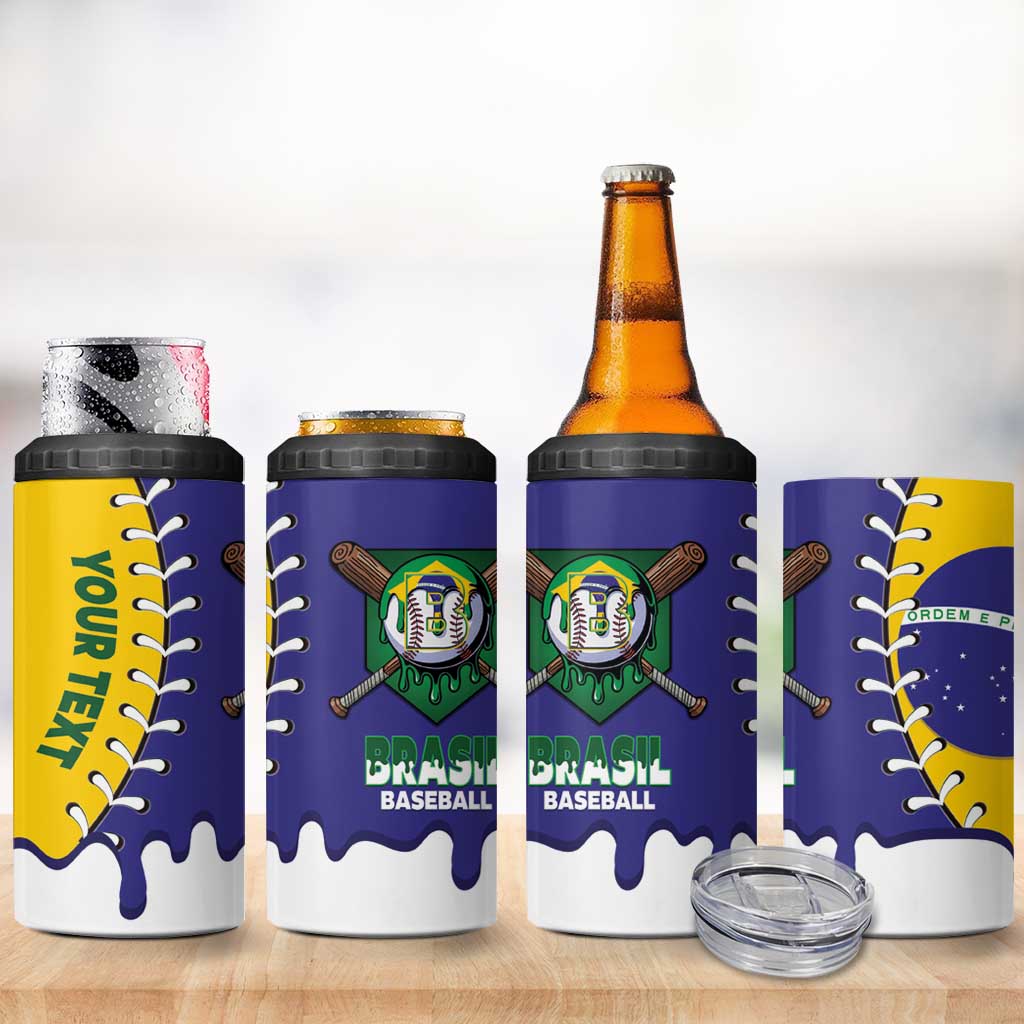 Brazil 2026 Baseball Custom 4 in 1 Can Cooler Tumbler Go Champions Drip Style
