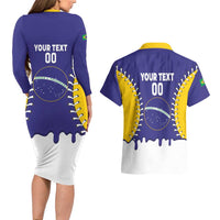 Brazil 2026 Baseball Custom Couples Matching Long Sleeve Bodycon Dress and Hawaiian Shirt Go Champions Drip Style