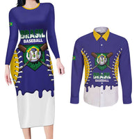 Brazil 2026 Baseball Custom Couples Matching Long Sleeve Bodycon Dress and Long Sleeve Button Shirt Go Champions Drip Style