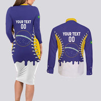 Brazil 2026 Baseball Custom Couples Matching Long Sleeve Bodycon Dress and Long Sleeve Button Shirt Go Champions Drip Style