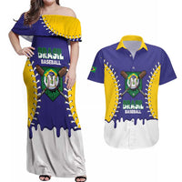 Brazil 2026 Baseball Custom Couples Matching Off Shoulder Maxi Dress and Hawaiian Shirt Go Champions Drip Style