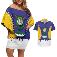 Brazil 2026 Baseball Custom Couples Matching Off Shoulder Short Dress and Hawaiian Shirt Go Champions Drip Style