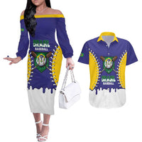 Brazil 2026 Baseball Custom Couples Matching Off The Shoulder Long Sleeve Dress and Hawaiian Shirt Go Champions Drip Style