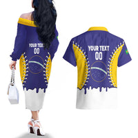 Brazil 2026 Baseball Custom Couples Matching Off The Shoulder Long Sleeve Dress and Hawaiian Shirt Go Champions Drip Style