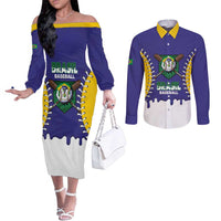 Brazil 2026 Baseball Custom Couples Matching Off The Shoulder Long Sleeve Dress and Long Sleeve Button Shirt Go Champions Drip Style