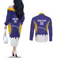 Brazil 2026 Baseball Custom Couples Matching Off The Shoulder Long Sleeve Dress and Long Sleeve Button Shirt Go Champions Drip Style