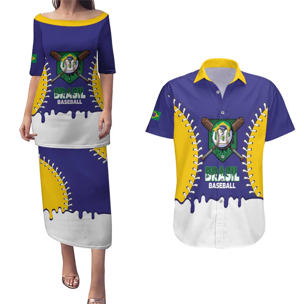 Brazil 2026 Baseball Custom Couples Matching Puletasi and Hawaiian Shirt Go Champions Drip Style
