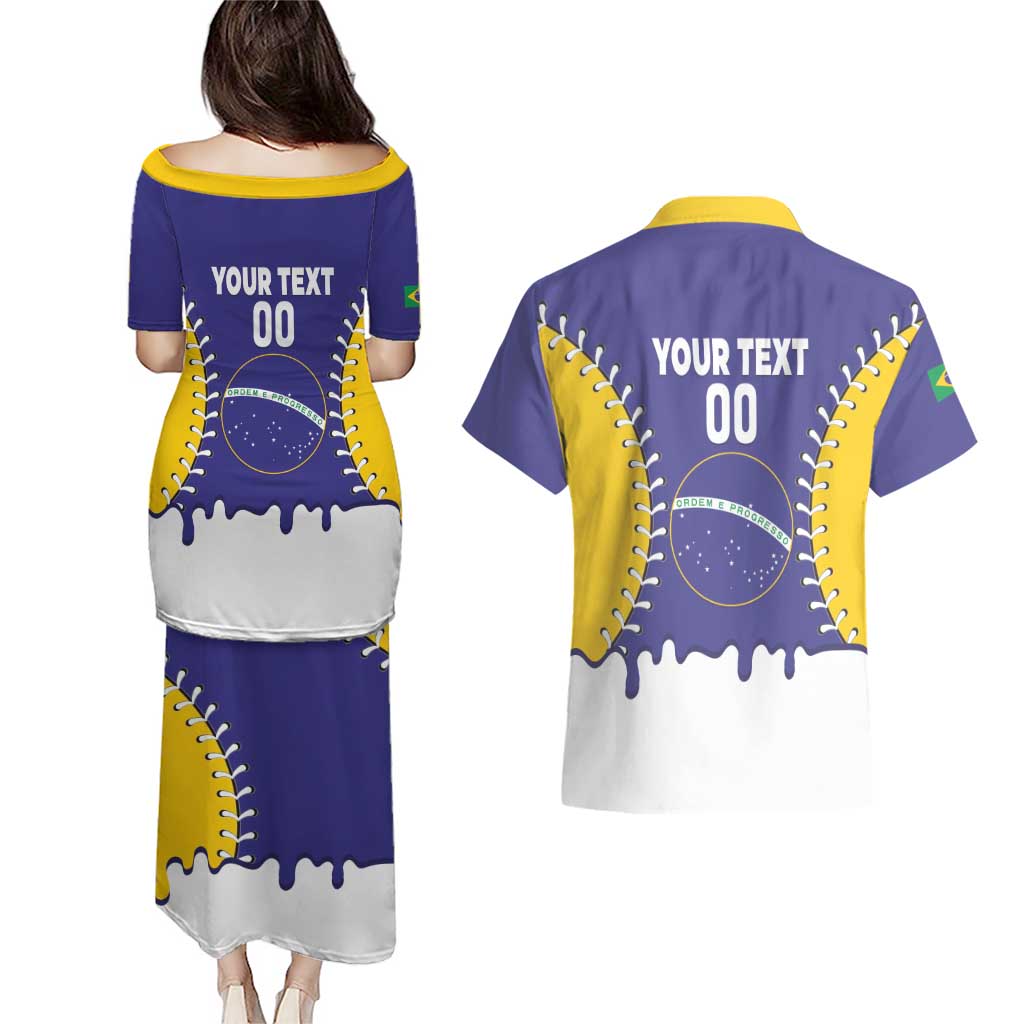 Brazil 2026 Baseball Custom Couples Matching Puletasi and Hawaiian Shirt Go Champions Drip Style