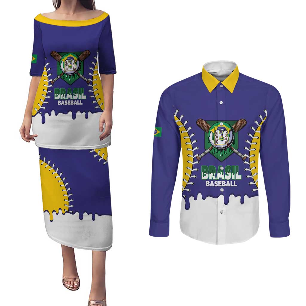 Brazil 2026 Baseball Custom Couples Matching Puletasi and Long Sleeve Button Shirt Go Champions Drip Style
