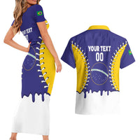 Brazil 2026 Baseball Custom Couples Matching Short Sleeve Bodycon Dress and Hawaiian Shirt Go Champions Drip Style