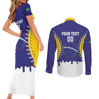 Brazil 2026 Baseball Custom Couples Matching Short Sleeve Bodycon Dress and Long Sleeve Button Shirt Go Champions Drip Style