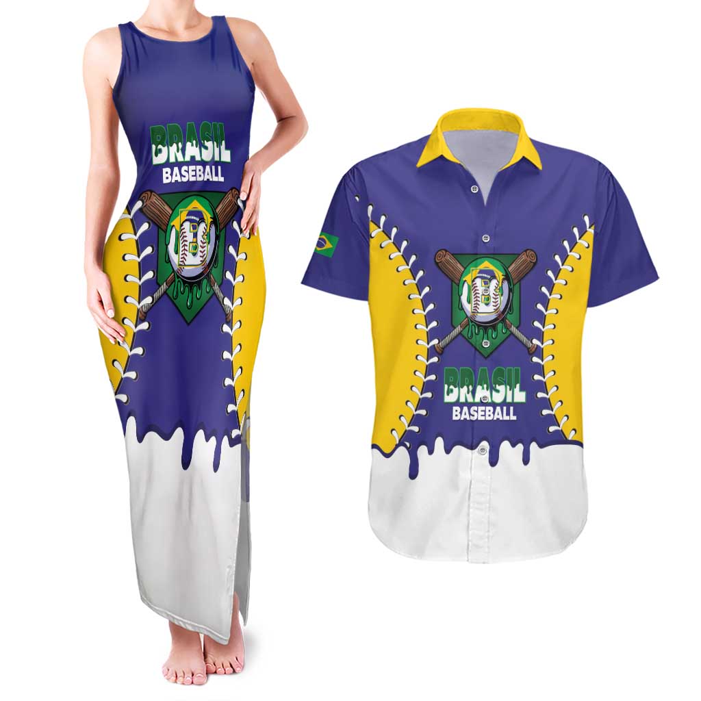 Brazil 2026 Baseball Custom Couples Matching Tank Maxi Dress and Hawaiian Shirt Go Champions Drip Style