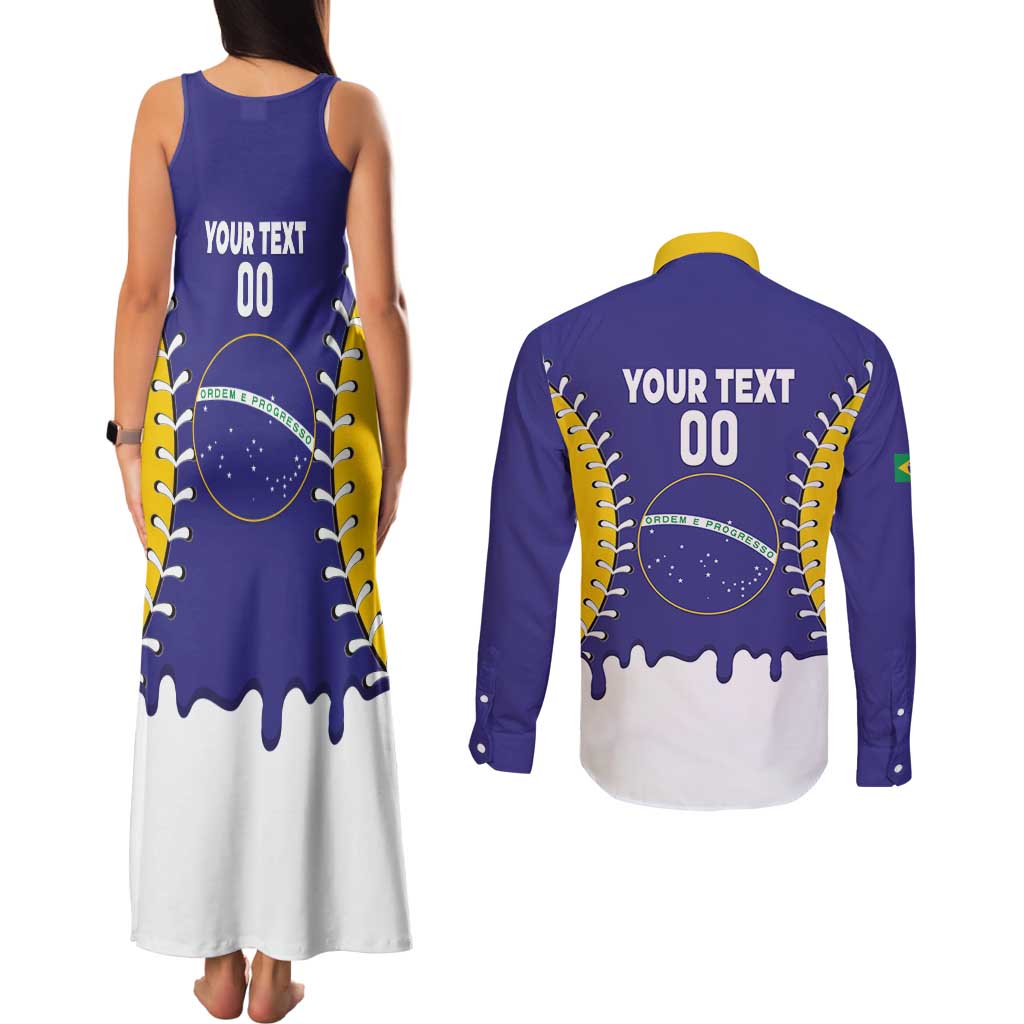 Brazil 2026 Baseball Custom Couples Matching Tank Maxi Dress and Long Sleeve Button Shirt Go Champions Drip Style