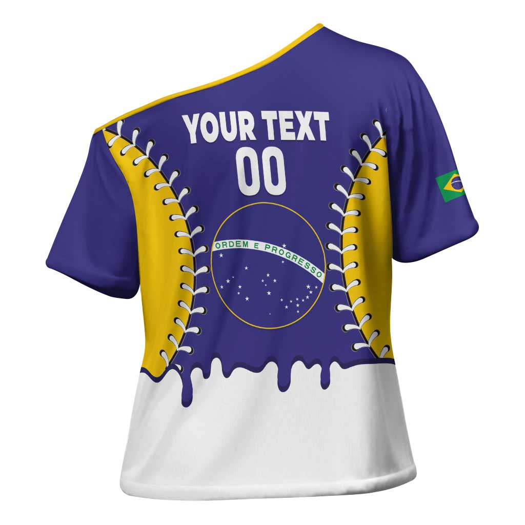 Brazil 2026 Baseball Custom Cross Shoulder Shirt Go Champions Drip Style