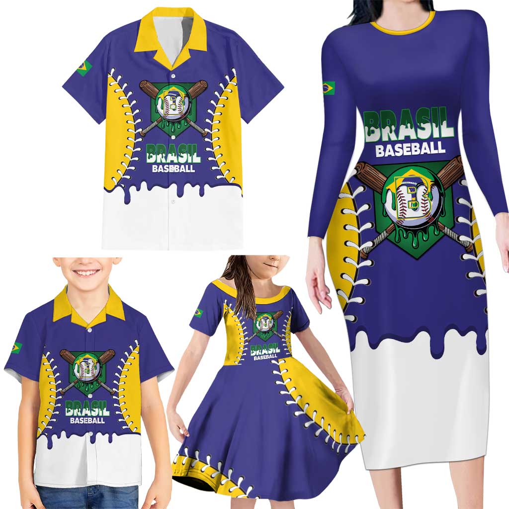 Brazil 2026 Baseball Custom Family Matching Long Sleeve Bodycon Dress and Hawaiian Shirt Go Champions Drip Style