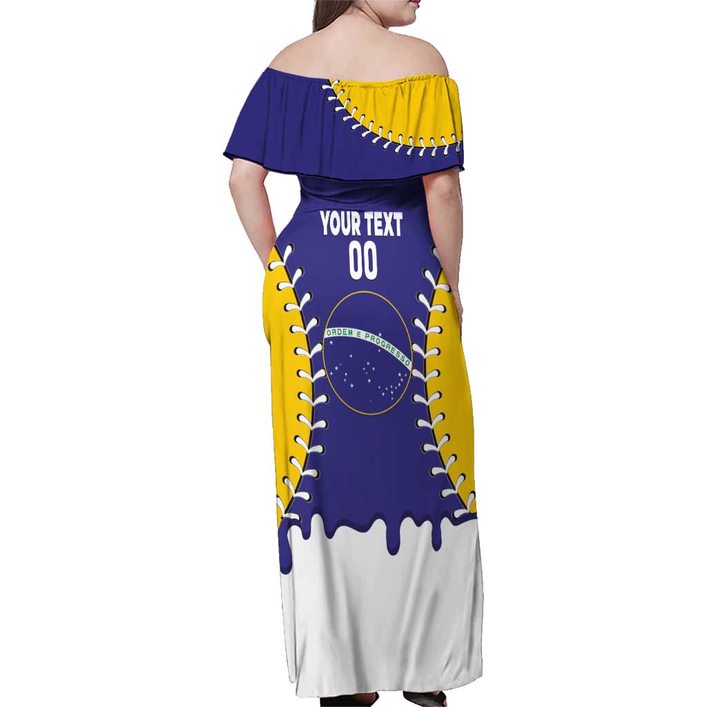 Brazil 2026 Baseball Custom Family Matching Off Shoulder Maxi Dress and Hawaiian Shirt Go Champions Drip Style