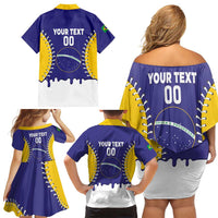 Brazil 2026 Baseball Custom Family Matching Off Shoulder Short Dress and Hawaiian Shirt Go Champions Drip Style