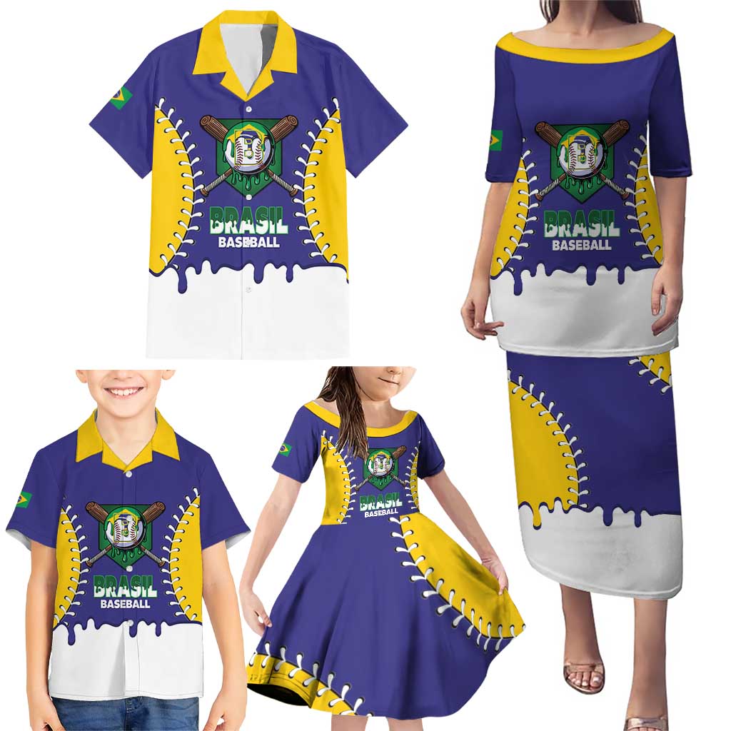 Brazil 2026 Baseball Custom Family Matching Puletasi and Hawaiian Shirt Go Champions Drip Style