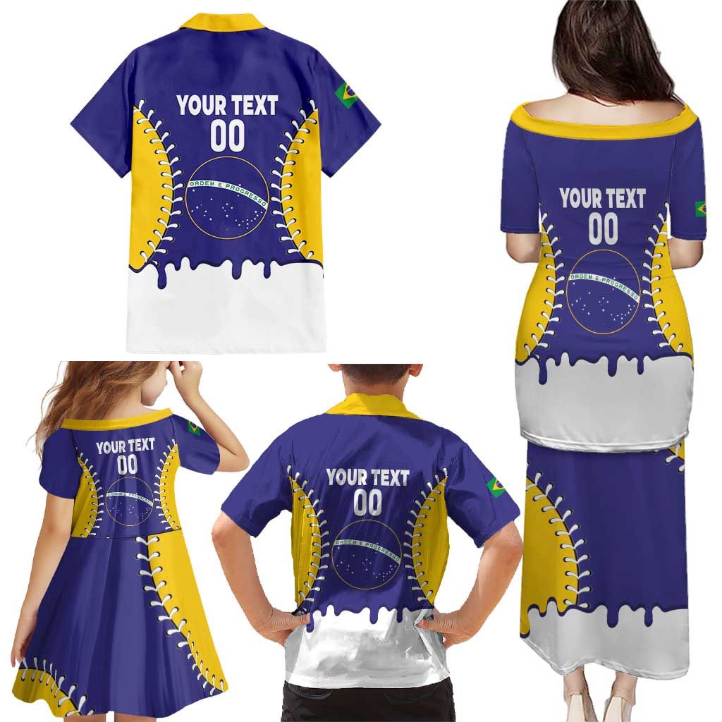 Brazil 2026 Baseball Custom Family Matching Puletasi and Hawaiian Shirt Go Champions Drip Style