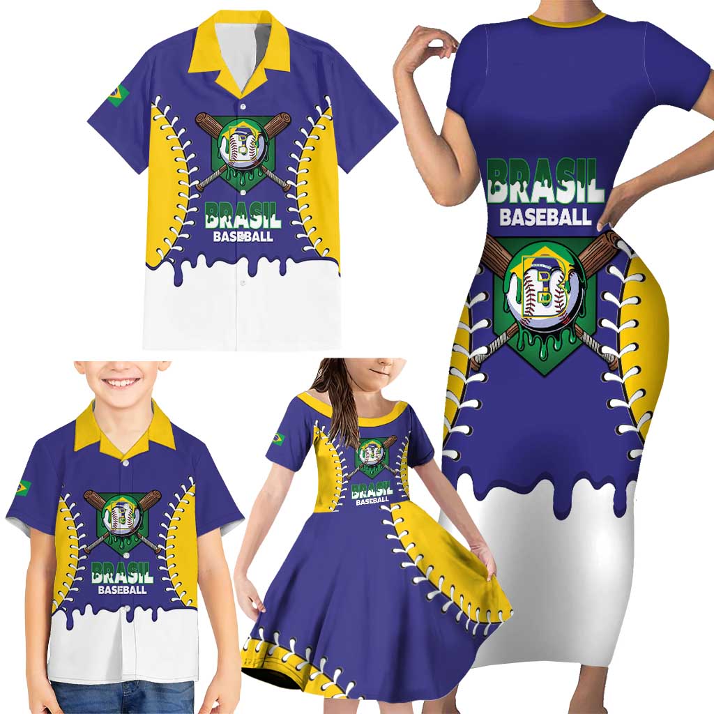 Brazil 2026 Baseball Custom Family Matching Short Sleeve Bodycon Dress and Hawaiian Shirt Go Champions Drip Style