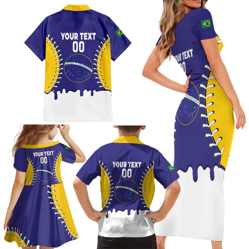 Brazil 2026 Baseball Custom Family Matching Short Sleeve Bodycon Dress and Hawaiian Shirt Go Champions Drip Style
