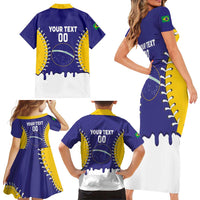 Brazil 2026 Baseball Custom Family Matching Short Sleeve Bodycon Dress and Hawaiian Shirt Go Champions Drip Style