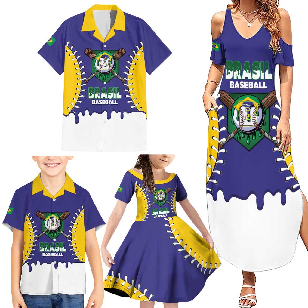 Brazil 2026 Baseball Custom Family Matching Summer Maxi Dress and Hawaiian Shirt Go Champions Drip Style