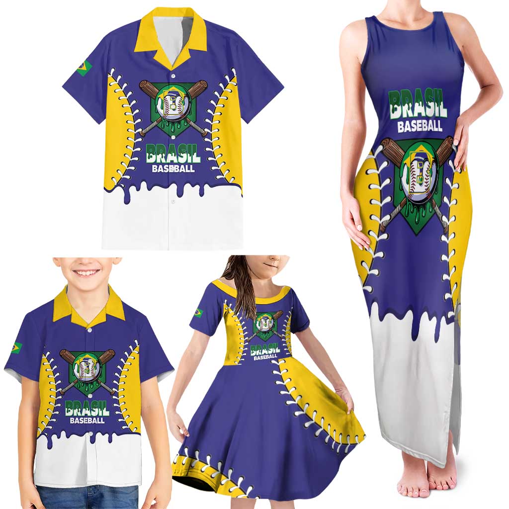 Brazil 2026 Baseball Custom Family Matching Tank Maxi Dress and Hawaiian Shirt Go Champions Drip Style