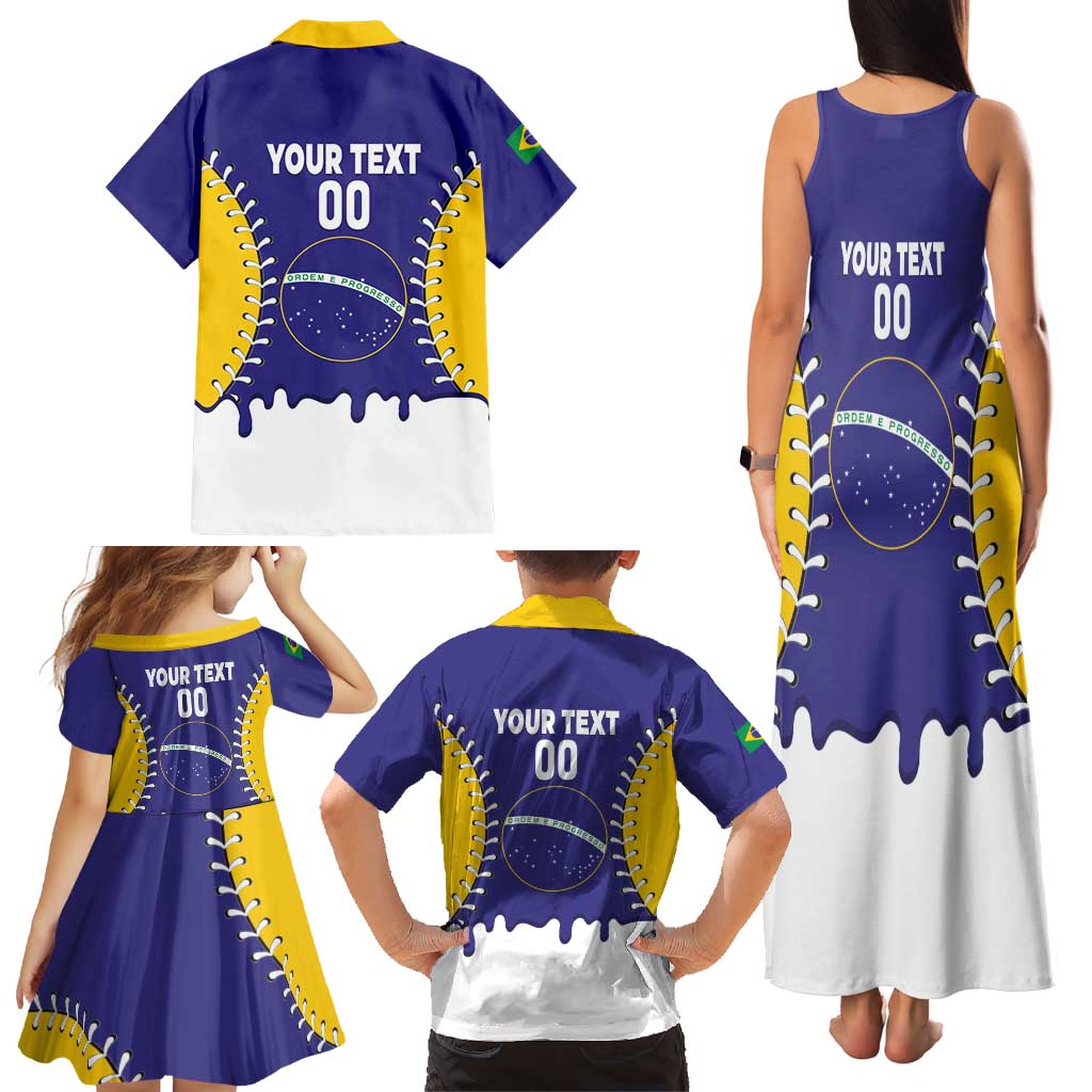 Brazil 2026 Baseball Custom Family Matching Tank Maxi Dress and Hawaiian Shirt Go Champions Drip Style