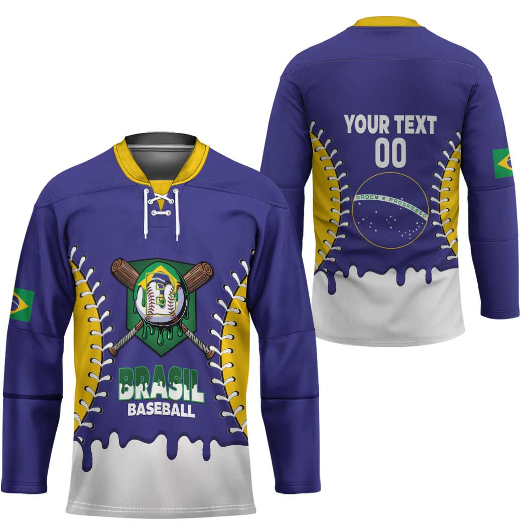 Brazil 2026 Baseball Custom Hockey Jersey Go Champions Drip Style