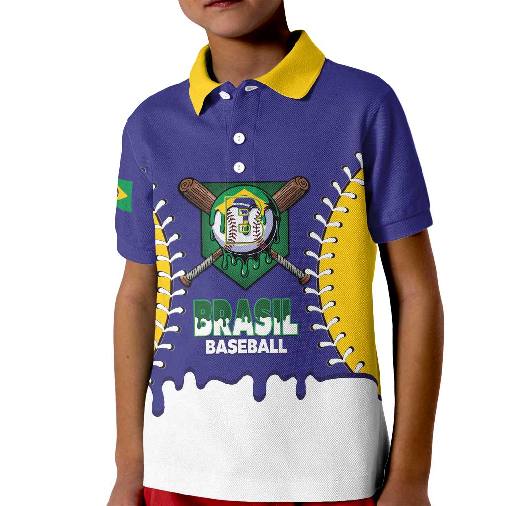 Brazil 2026 Baseball Custom Kid Polo Shirt Go Champions Drip Style