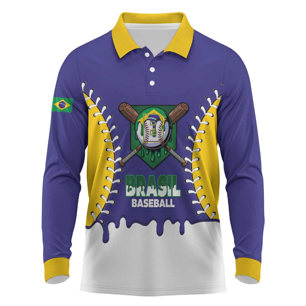 Brazil 2026 Baseball Custom Long Sleeve Polo Shirt Go Champions Drip Style