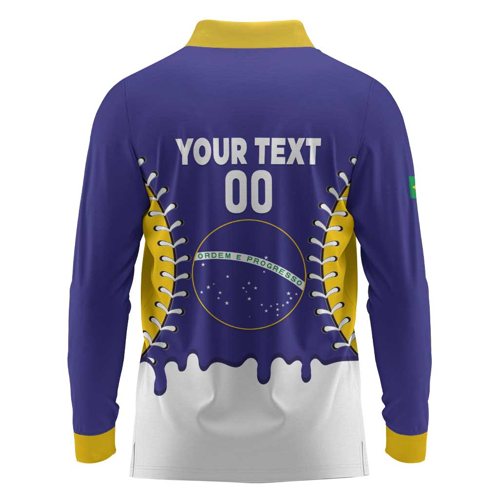 Brazil 2026 Baseball Custom Long Sleeve Polo Shirt Go Champions Drip Style