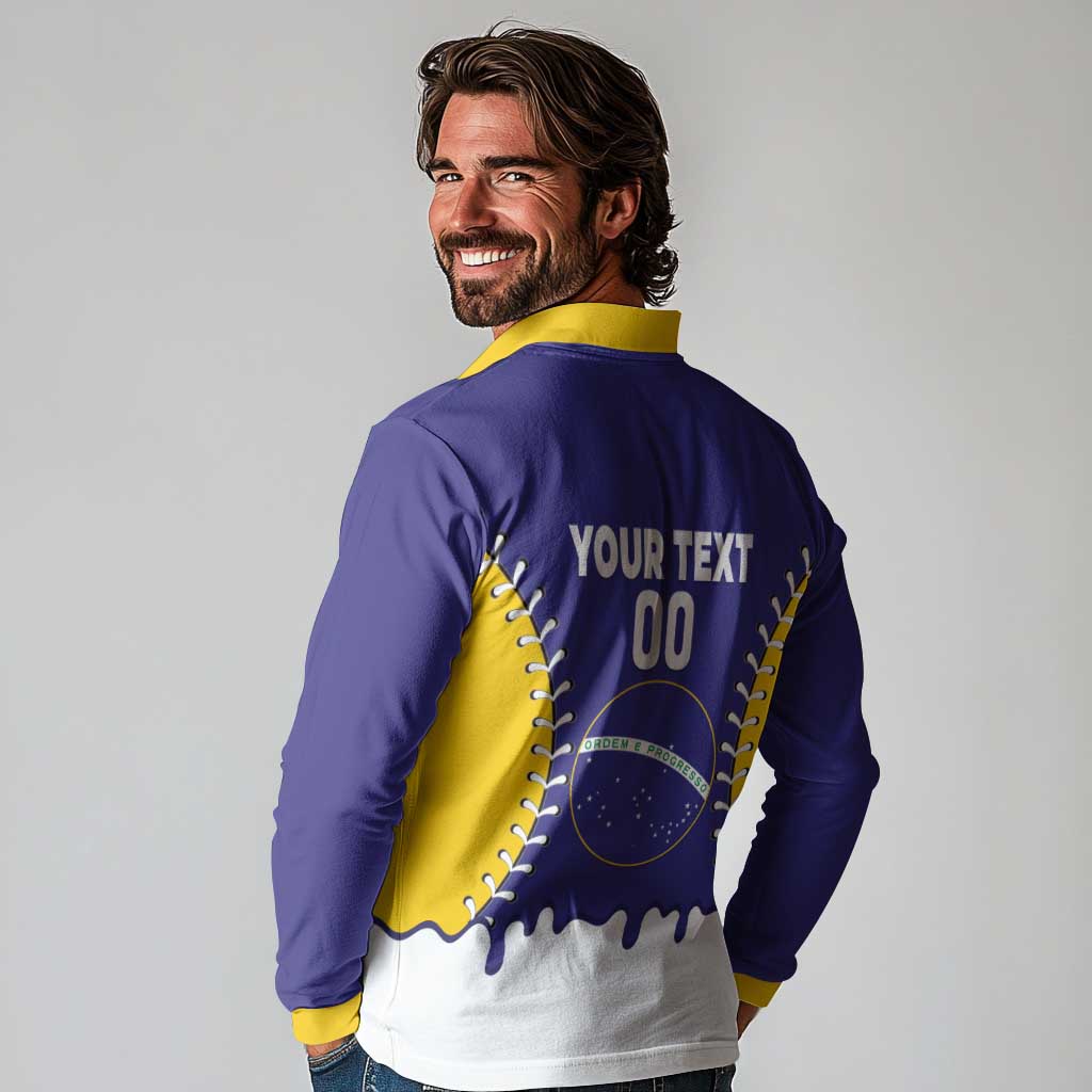 Brazil 2026 Baseball Custom Long Sleeve Polo Shirt Go Champions Drip Style