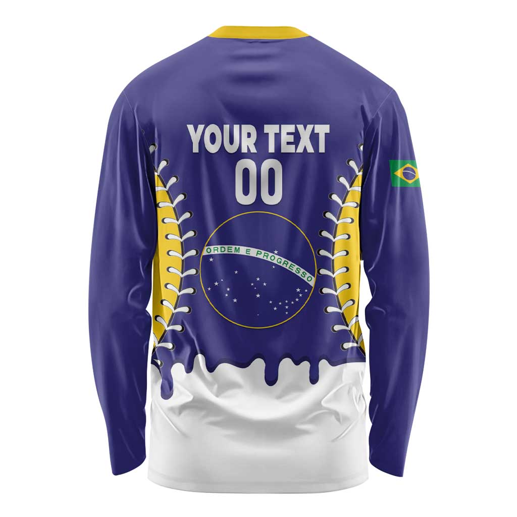Brazil 2026 Baseball Custom Long Sleeve Shirt Go Champions Drip Style