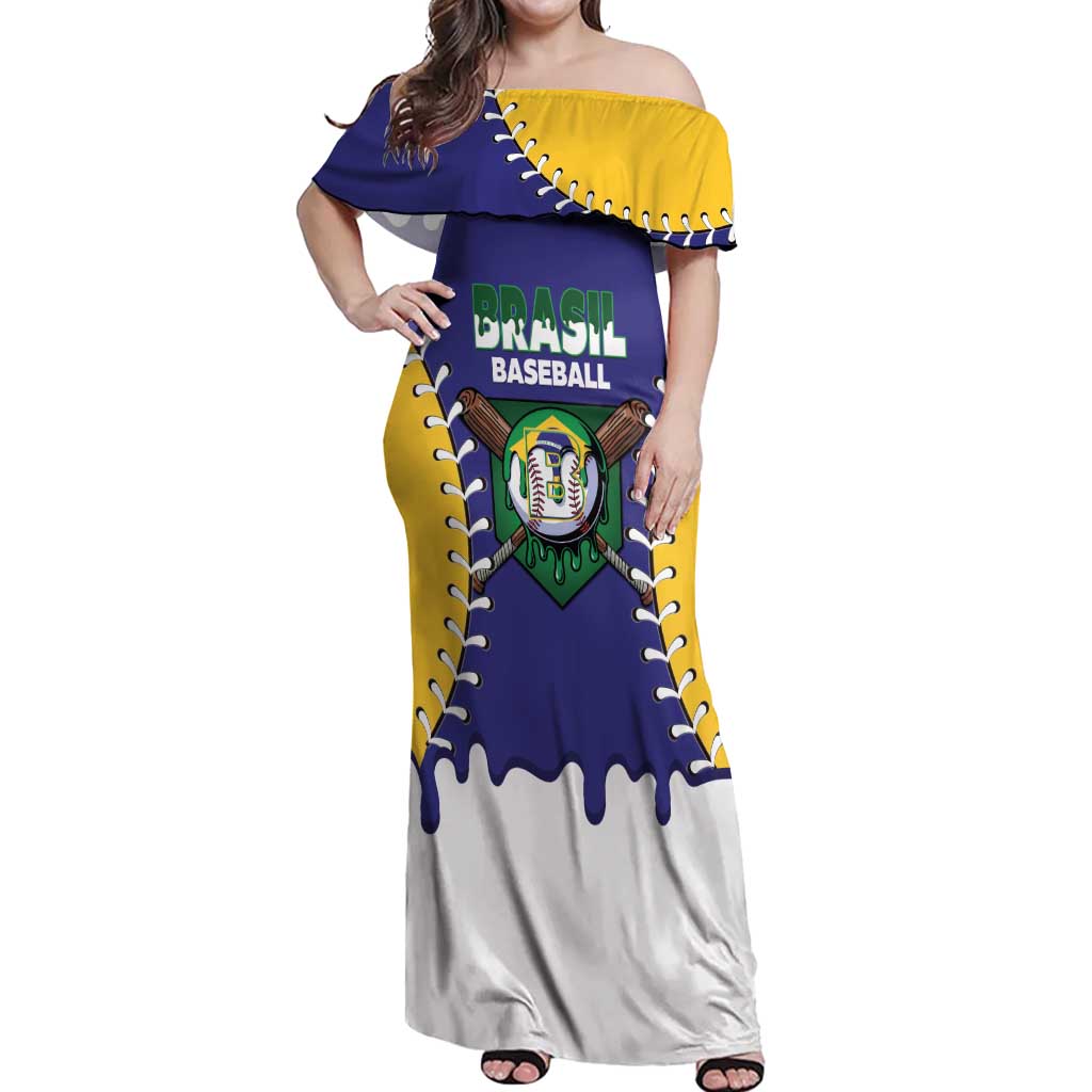 Brazil 2026 Baseball Custom Off Shoulder Maxi Dress Go Champions Drip Style