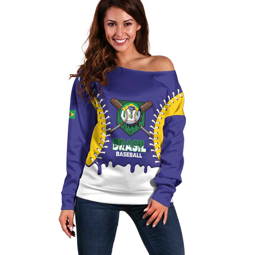 Brazil 2026 Baseball Custom Off Shoulder Sweater Go Champions Drip Style