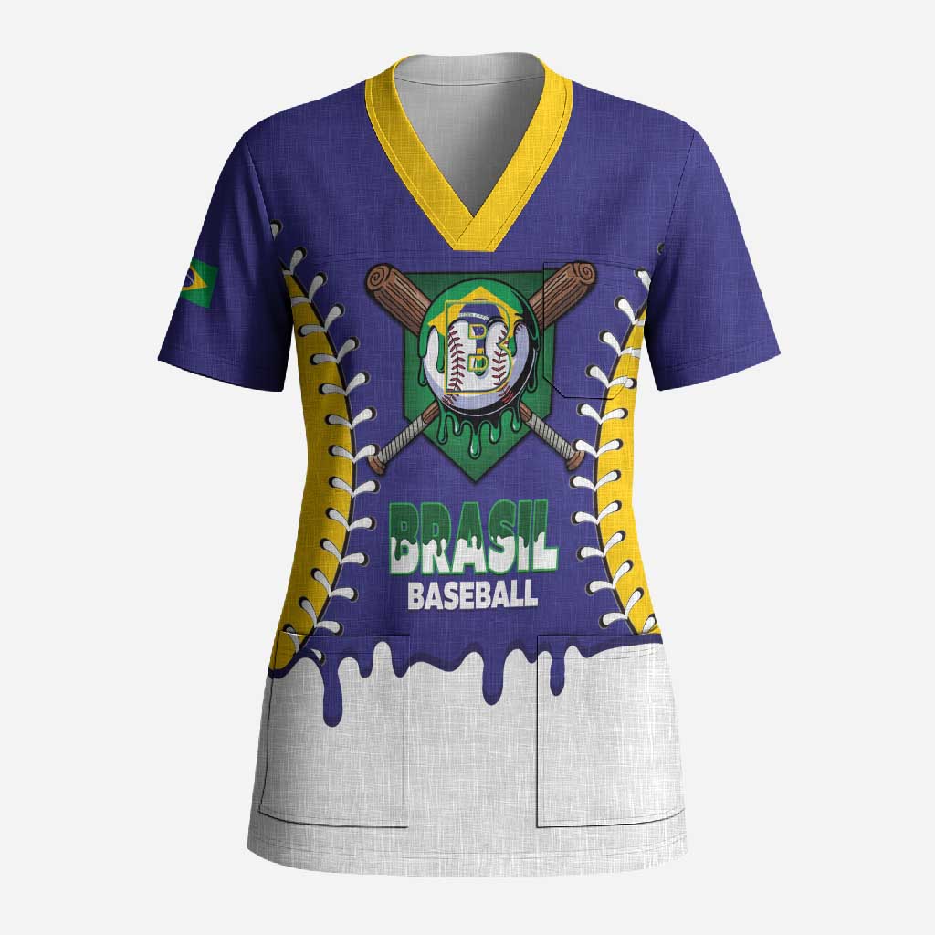 Brazil 2026 Baseball Custom Scrub Top Go Champions Drip Style